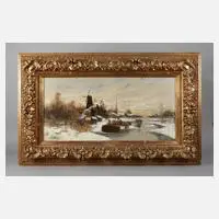 Van Straten, Holländische Winterlandschaft, Öl auf Leinwand