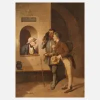 Hermann Volz, Vagabunden an der Pforte, 1872, Öl auf Leinwand