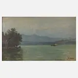 Karl Weysser, "Partie am Bodensee", 1877, Öl auf leinenkaschierter Pappe