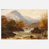 John Henry Boel, Am Gebirgsbach, Öl auf Papier und auf Holz doubliert