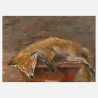 Franz Aumer attr., Der tote Fuchs, Öl auf Pappe