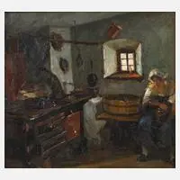 V. Betzold, Kücheninterieur, Öl auf Leinwand