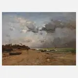Jean Chiffony, Unwetter vor der Küste, Öl auf Leinwand