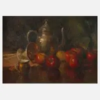 Nikolaus Davis, Stillleben mit Äpfeln, Öl auf Leinwand