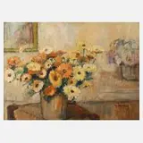 Maurice Deminne, "Fleurs", Öl auf Sperrholz