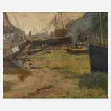 Andreas Egersdörfer, Flusslandschaft, 1866, Öl auf Leinwand