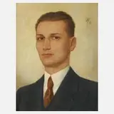 Werner Fechner, Herrenportrait, Öl auf Hartfaserplatte