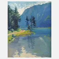A. Eschenling, Am Bergsee, 1926, Öl auf Leinwand