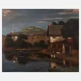 Clemens Fränkel, Voralpenländische Dorfidylle, Öl auf LKarton