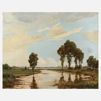 Franz Gerner, Voralpenlandschaft, Öl auf Leinwand