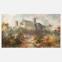Erich Hartung, Blick zur Wartburg, Öl auf Hartfaserplatte
