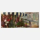H. Herrmanndörfer, Blumenmarkt, Öl auf Hartfaserplatte