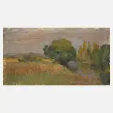 Maser, Landschaft mit See, Öl auf Sperrholz
