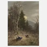 Max Nordt, Balzende Auerhähne, Öl auf Hartfaserplatte