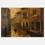 T.L. Novaretti, Kanal in Venedig, Öl auf Leinwand