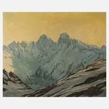 Prof. Dr. Wilhelm Paulcke, Hochgebirgslandschaft, Öl auf Karton