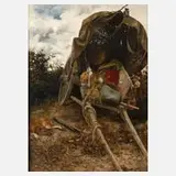 Fritz Wilhelm Rabending, Bauernkarren am Feldrand, Öl auf Leinwand