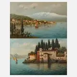 Andreas Roth, Zwei Ansichten italienischer Seen, 1912, Öl auf Leinwand