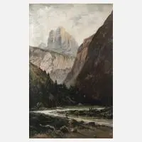 R. Rybniček, "Drei Zinnen", Öl auf Leinwand
