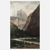 R. Rybniček, "Drei Zinnen", Öl auf Leinwand