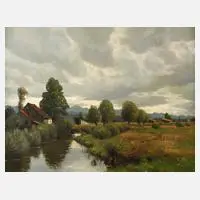 Carl Schaette, Bayerische Voralpenlandschaft, Öl auf Leinwand