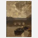 Louis Willem van Soest, Seinebrücke im Mondschein, 1930, Öl auf Pappe