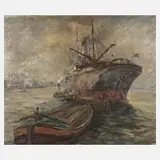 A. Teerling, Schiffsbild nach Benno Wulfson, Öl auf Sperrholz