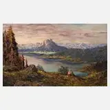 Wolfgang Heinz Unger, "Morgenstimmung am Rettenbachsee", Öl auf Malkarton