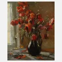 Paul Johann Walch, Mohnblumenstillleben, Öl auf Leinwand