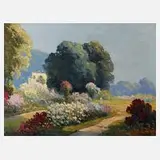 P. Weber, Blühender Rhododendron, Öl auf Leinwand