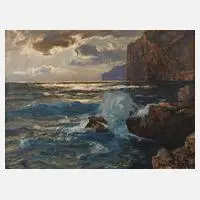 Albert Wenk, An der Küste von Capri, Öl auf Leinwand