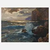 Albert Wenk, An der Küste von Capri, Öl auf Leinwand