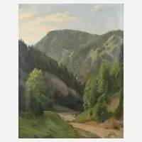 Prof. Julius Widnmann, Bewaldete Gebirgslandschaft, 1922, Öl auf Leinwand