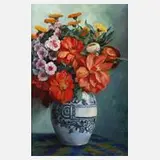 Karl Zaiczek-Blankenau, Blumenstillleben, Öl auf Leinwand