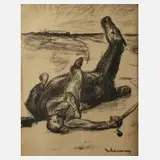 Max Liebermann, Gestürzter Soldat, Kreidelithographie