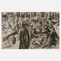 Max Liebermann, Fischmarkt in Amsterdam, Radierung