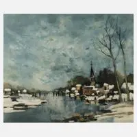 Jacob Savery, Winterliches Dorf, Farbradierung