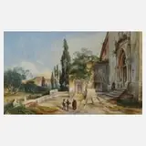 Lina Pommerening, Eingang zu einem Kloster, Aquarell