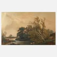 Prof. Johann Wilhelm Schirmer, Am Fluss, Aquarell