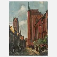 Heinz Fülfe, Ansicht von Wismar, 1920, Aquarell und Deckfarben