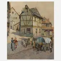 F. Muller, Kleinstadtidyll, 1945, Aquarell