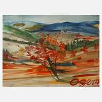 Gertrud Ogem, Landschaft, 1970, Aquarell