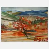 Gertrud Ogem, Landschaft, 1970, Aquarell