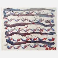 Herbert Zangs, Pinselabwicklung, Aquarell und Deckfarben
