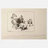 Josef Mauder, Karikatur Herr im Rollstuhl, Tuschezeichnung