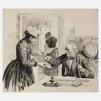 Carl Zopf, Beim Pfandleiher, Tuschefeder