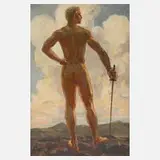 Walther Gasch, "Fechter", 1908, Öl auf Pappe