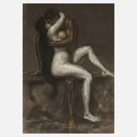 Walther Gasch, "Der Kuss", 1909, Pastellkreiden und Kohle
