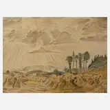 Heinz Hager, "Großpöhl bei Cossengrün", Aquarell auf Karton