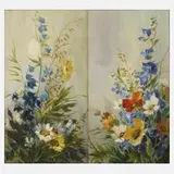 Eva Höfner, Paar Blumenstücke, Öl auf Karton